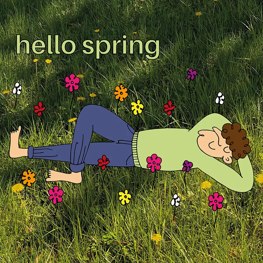 spring-illustration-man lying on grass